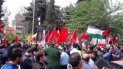 تجمع مردم تهران در اعتراض به کشتار وحشیانه فلسطینیان + فیلم و عکس