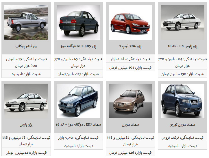 قیمت محصولات ایران خودرو در ۱۹ بهمن