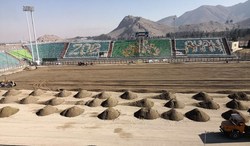 چمن ورزشگاه فولادشهر به صورت کامل پهن شد