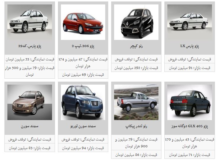 افزایش قیمت خودروهای داخلی + جدول افزایش قیمت خودروهای داخلی + جدول