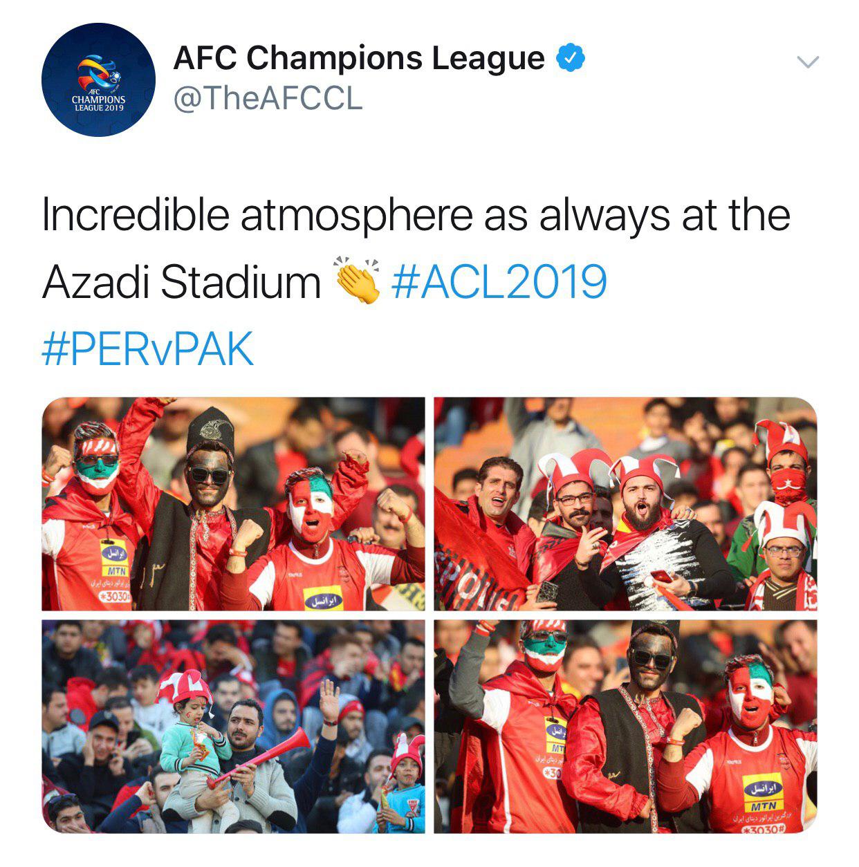 تمجید توییتری صفحه مسابقات لیگ قهرمانان آسیا از هواداران پرسپولیس