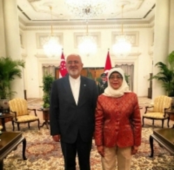 رایزنی وزیر امورخارجه با رئیس‌جمهور سنگاپور