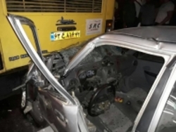 تصادف مرگبار پراید و اتوبوس در شرق تهران