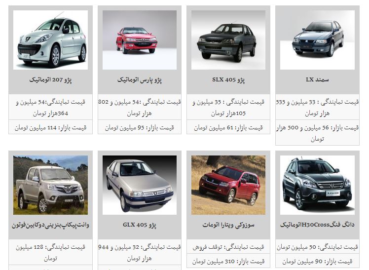 آخرین قیمت روز خودروهای داخلی در بازار +جدول