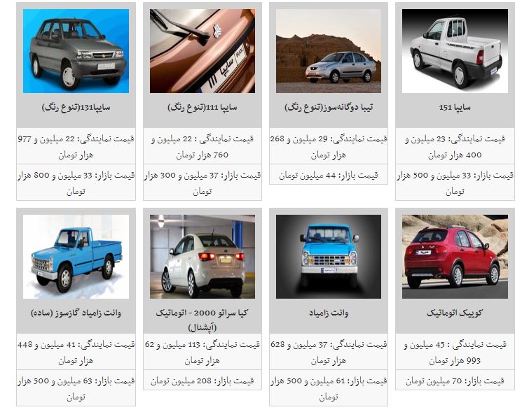 آخرین قیمت روز خودروهای داخلی در بازار +جدول