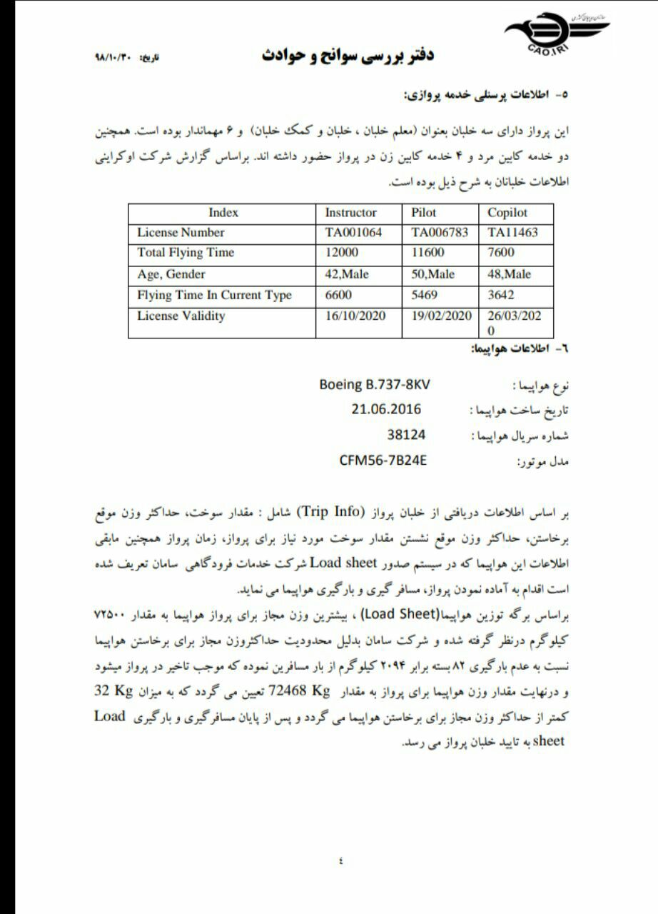 جدیدترین گزارش از سانحه سقوط هواپیما اوکراین منتشر شد جدیدترین گزارش از سانحه سقوط هواپیما اوکراین منتشر شد