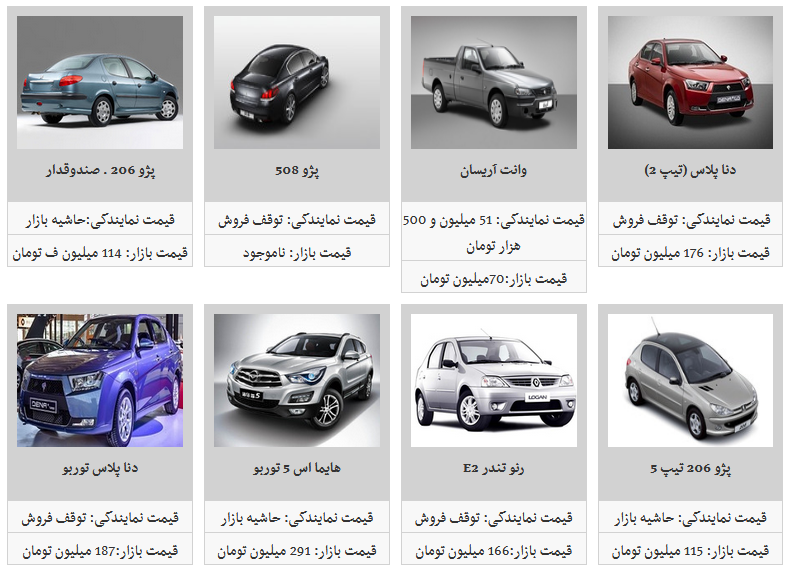 قیمت محصولات ایران خودرو در ۷ بهمن