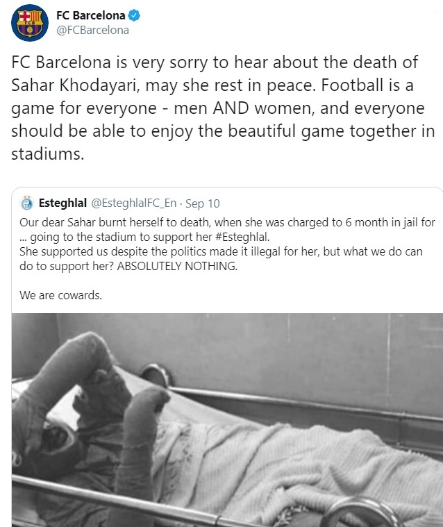 باشگاه بارسلونا در واکنش به درگذشت دختر استقلالی