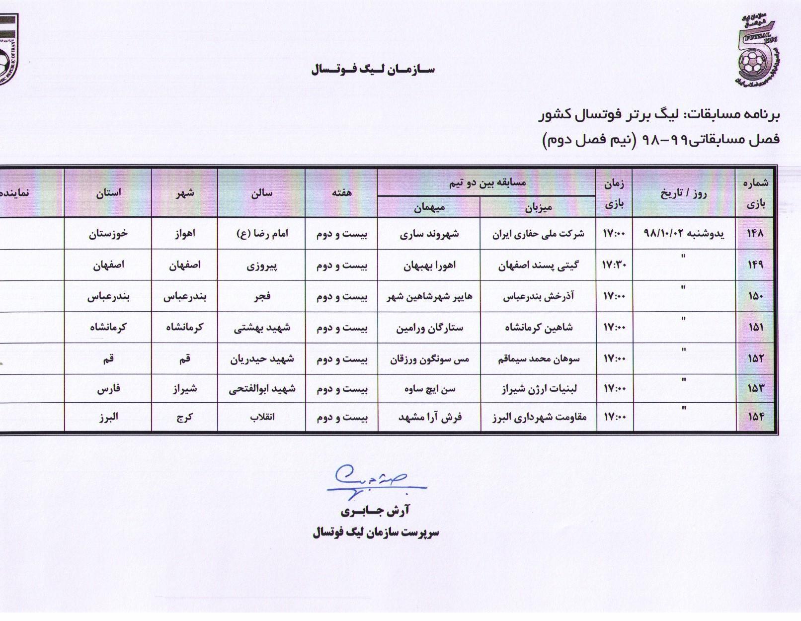 فوتسال , فوتسال ایران , لیگ برتر فوتسال ایران , سازمان لیگ فوتسال ایران , 