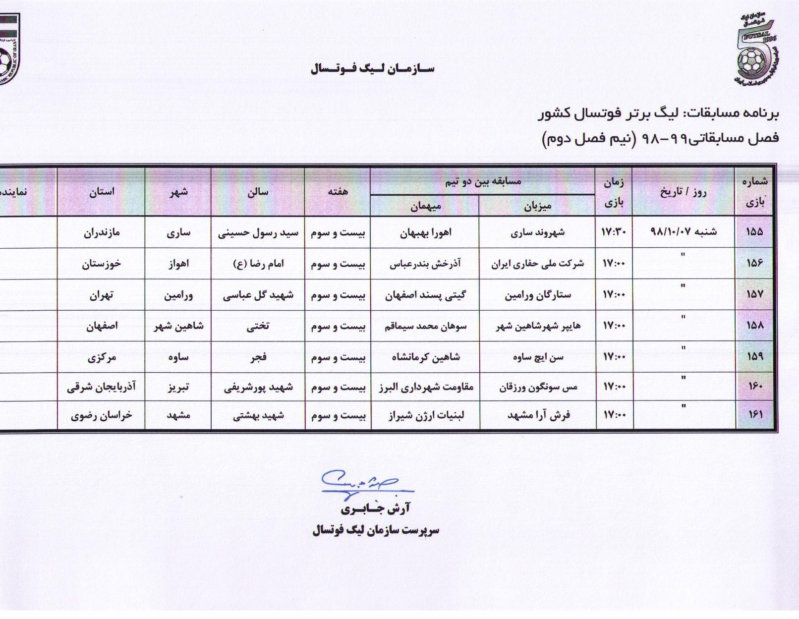 فوتسال , فوتسال ایران , لیگ برتر فوتسال ایران , سازمان لیگ فوتسال ایران , 