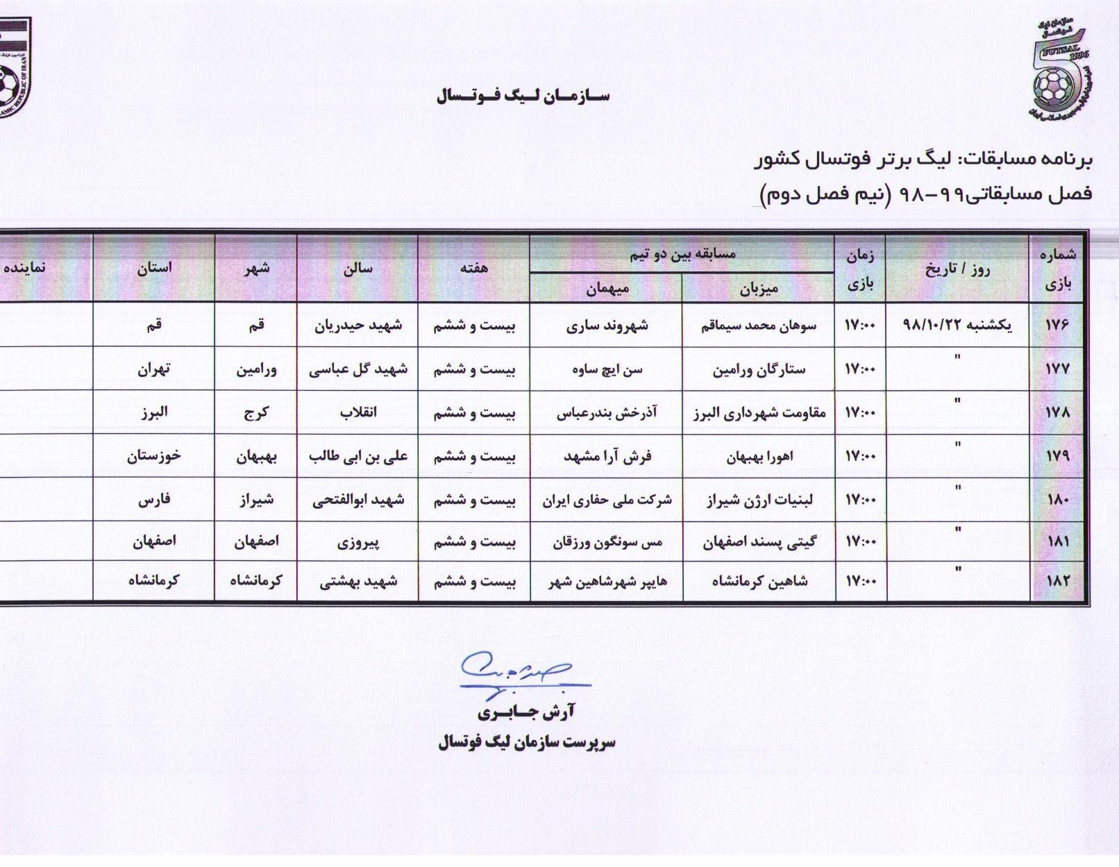 فوتسال , فوتسال ایران , لیگ برتر فوتسال ایران , سازمان لیگ فوتسال ایران , 