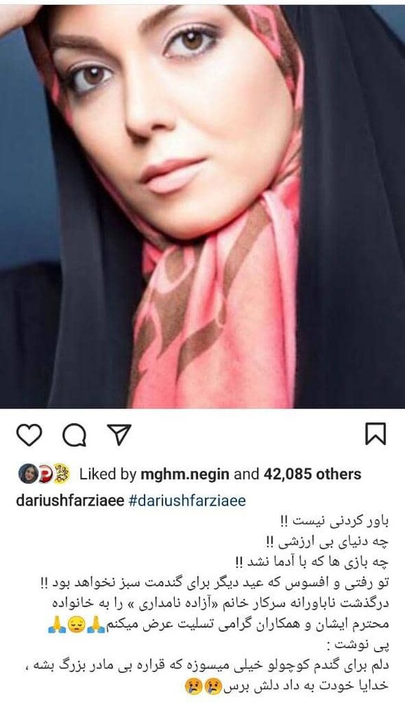 واکنش داریوش فرضیایی به درگذشت آزاده نامداری