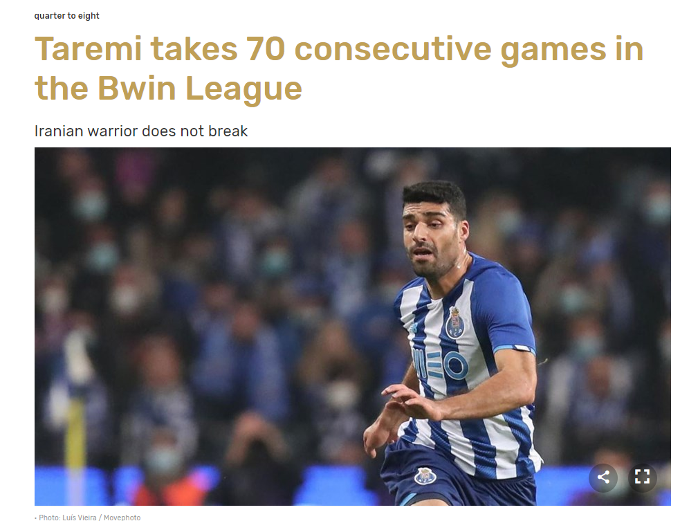 روزنامه پرتغالی: طارمی خستگی ناپذیر است +جدول روزنامه پرتغالی: طارمی خستگی ناپذیر است +جدول