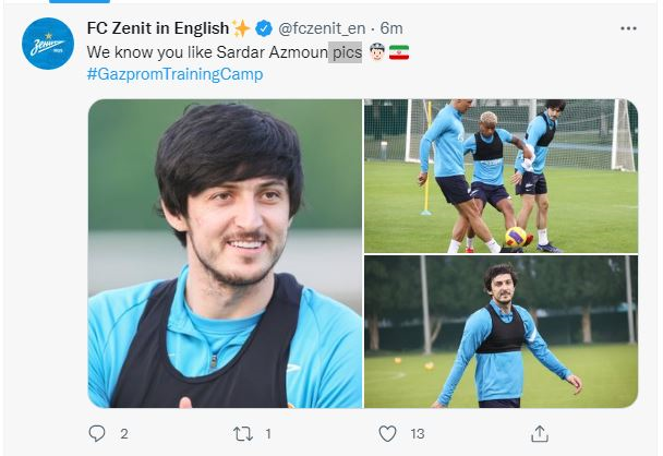 شوخی جالب باشگاه زنیت با مهاجم تیم ملی ایران+عکس شوخی جالب باشگاه زنیت با مهاجم تیم ملی ایران+عکس