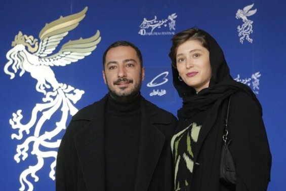 نوید محمدزاده و همسرش در اختتامیه جشنواره فجر+عکس