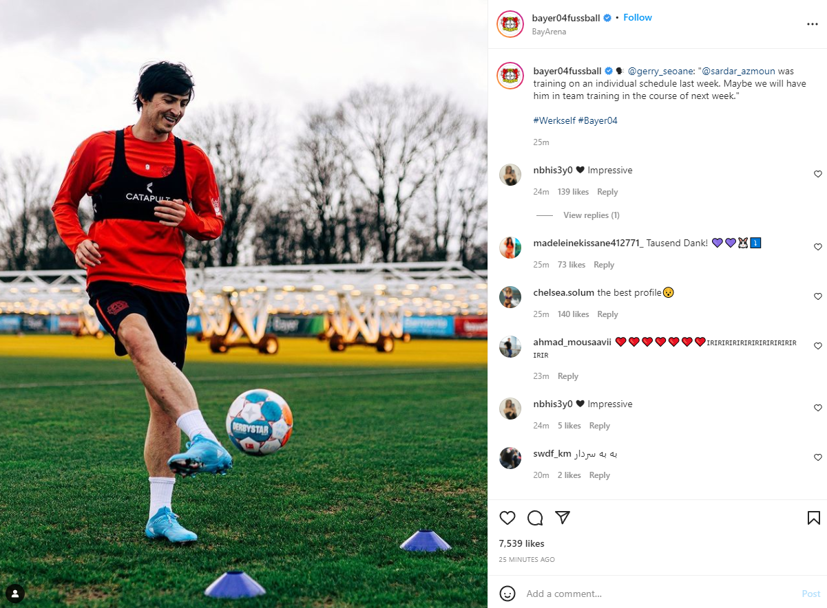 اعلام زمان بازگشت سردار به تمرینات لورکوزن +عکس اعلام زمان بازگشت سردار به تمرینات لورکوزن +عکس