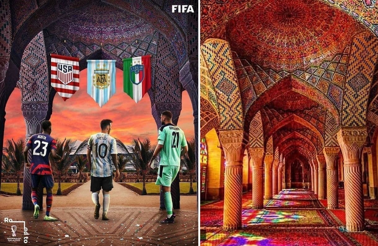 مسی و دوناروما زیر سقف مسجد نصیرالملک شیراز/عکس