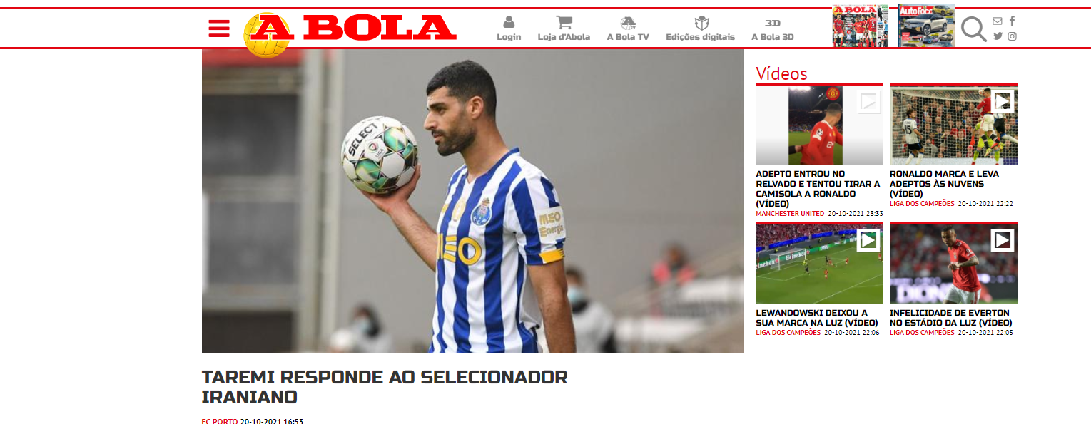 بازتاب انتقاد طارمی از اسکوچیچ در رسانه&zwnj;های پرتغالی