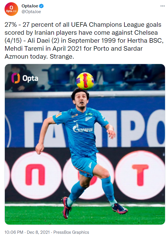 بازتاب رسانه اروپایی از گلزنی ایرانیها به چلسی +عکس بازتاب رسانه اروپایی از گلزنی ایرانیها به چلسی +عکس