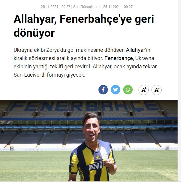گزارش روزنامه معتبر ترکیه از بازگشت صیادمنش به باشگاه فنرباغچه