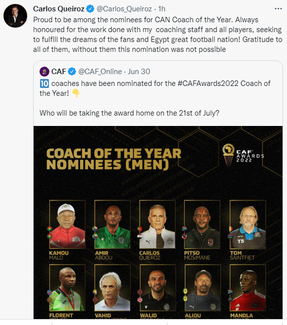 واکنش کی&zwnj;روش به نامزدی بهترین مربی سال آفریقا/عکس