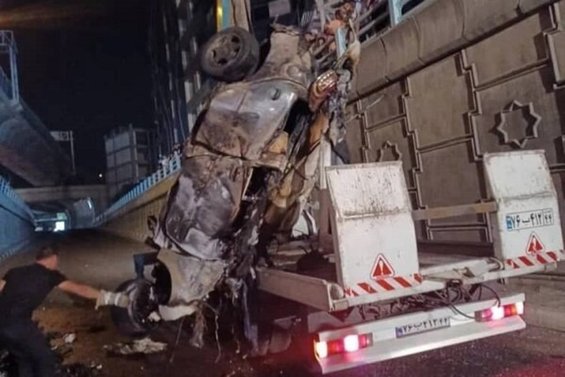 جزئیات سقوط خودرو از پل صدر؛ مرگ دوتن از سرنشینان+عکس