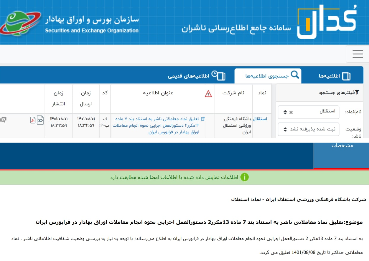 دردسر بزرگ استقلال در بورس/عکس