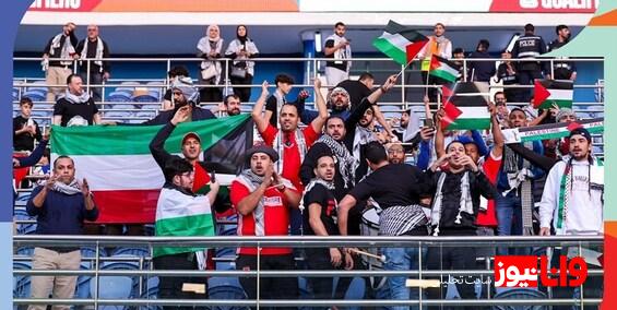 حمایت همه جانبه هواداران کویت از فلسطین در بازی استرالیا