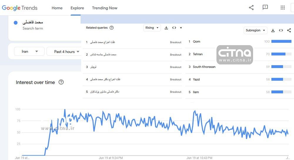 محمد فاضلی ترند گوگل شد /مردم کدام شهر بیشترین جستجو را انجام دادند؟ +نمودار
