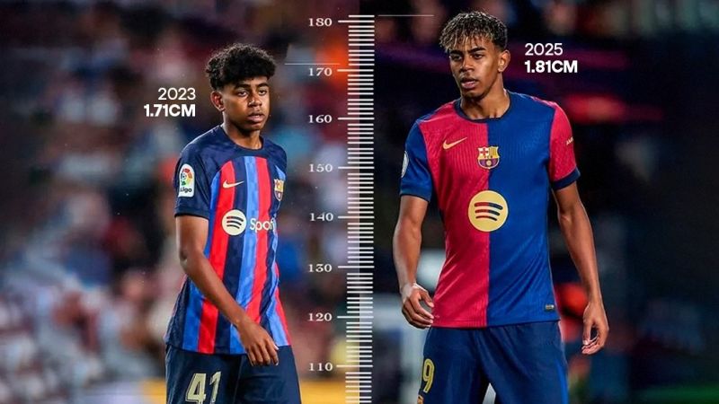 عکس| یامال ۱۰ سانت بلند شد!