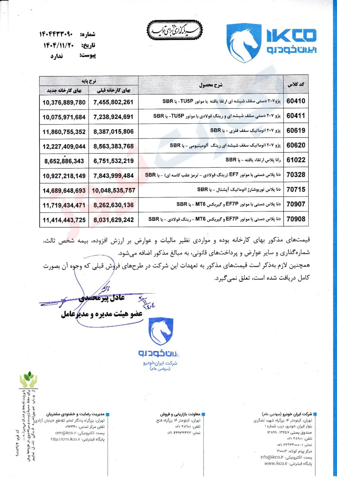ایران&zwnj;خودرو کوتاه آمد؛ اعداد جدید قیمت&zwnj;ها تأیید شد