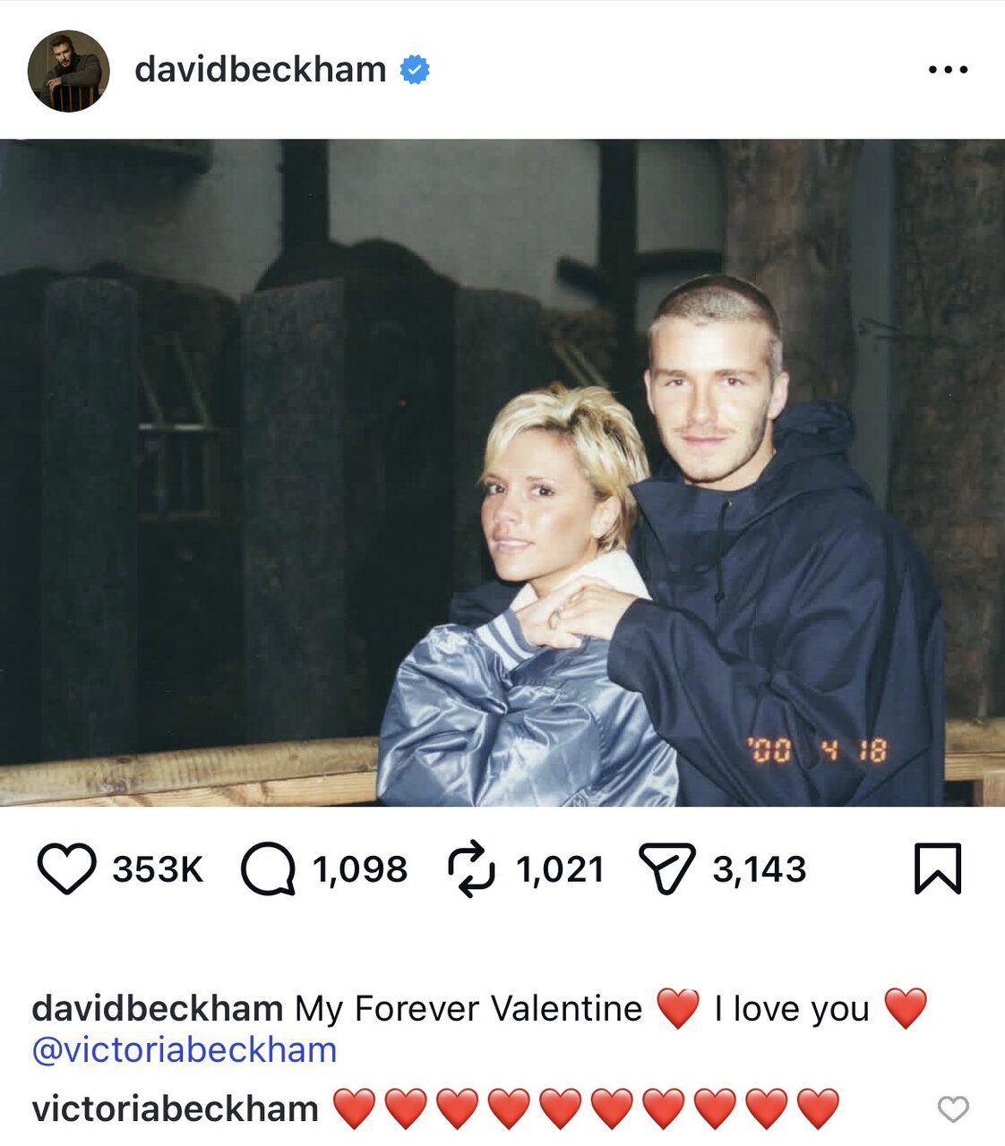 عکس | عاشقانه&zwnj;های بکام و ویکتوریا در روز ولنتاین