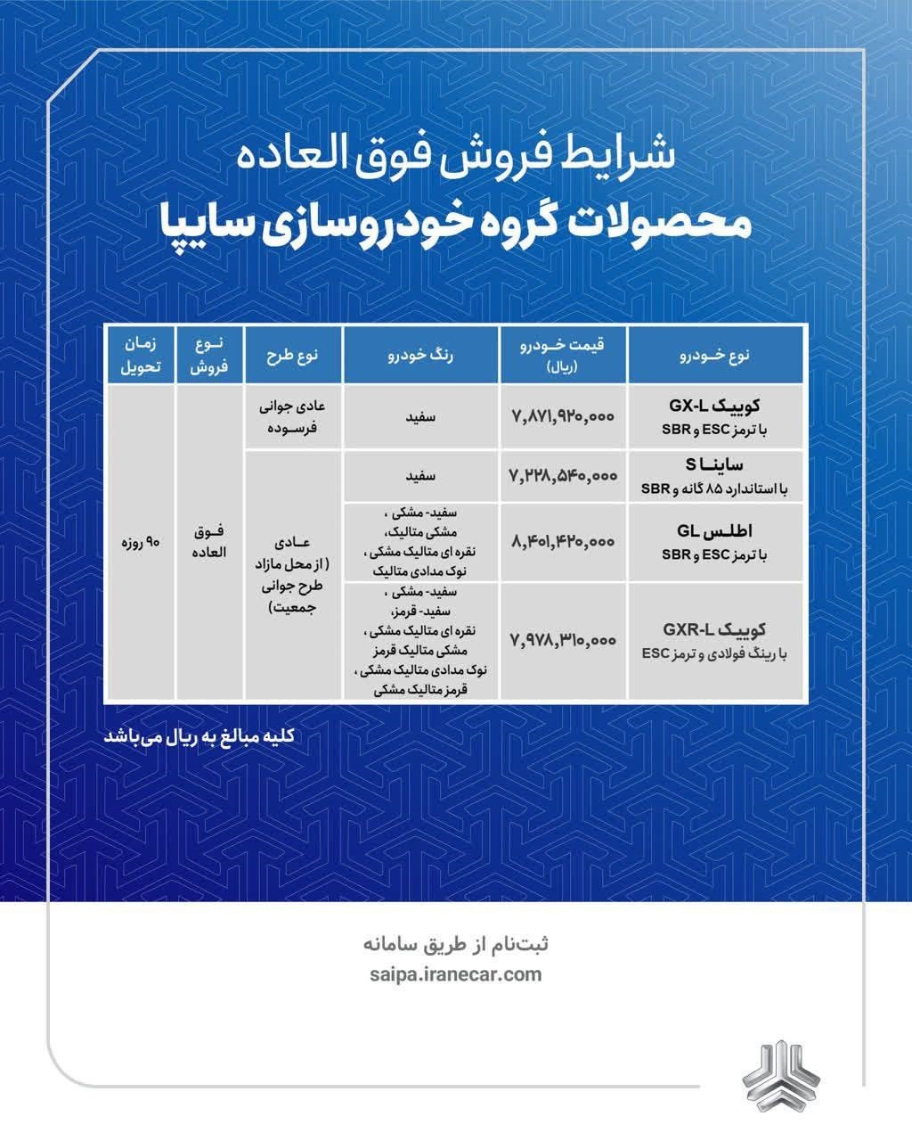 فروش فوق العاده محصولات سایپا