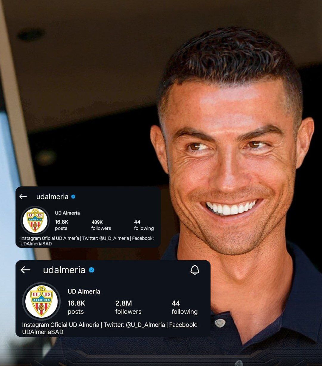 عکس| اسم رونالدو آلمریا را میلیونی کرد