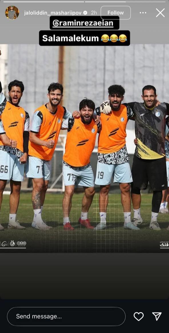 دیس‌بک رامین رضاییان به ماشاریپوف در تمرین استقلال +عکس